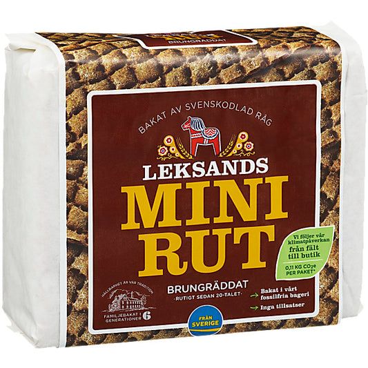 Knäckebröd Mini Rut Brungräddat Svensk flaggaLeksands Knäckebröd. 200g.