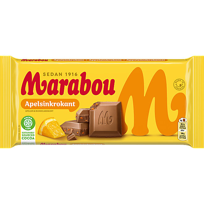 Mjölkchoklad Apelsinkrokant Marabou. 200 g.